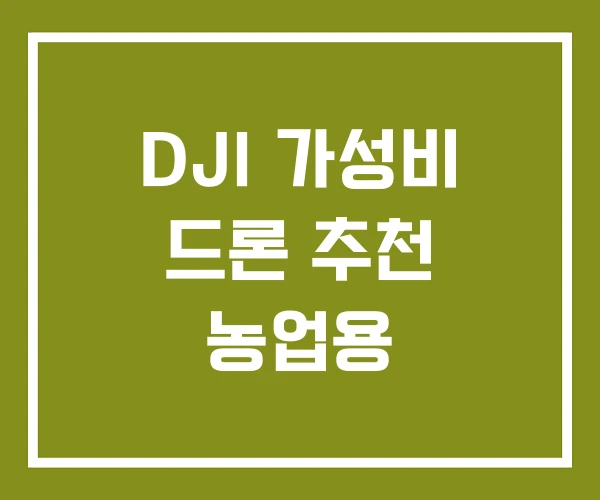 DJI 가성비 드론 추천 농업용