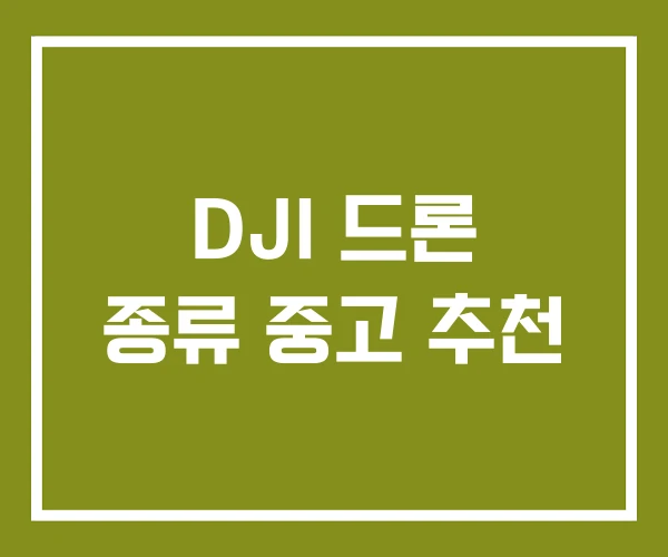 DJI 드론 종류 중고 추천