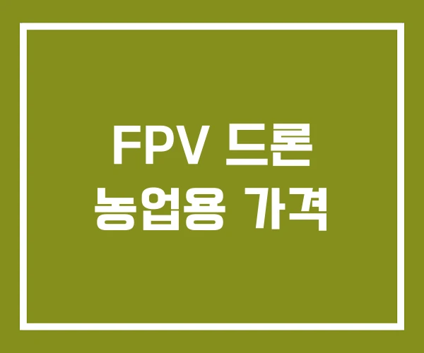 FPV 드론 농업용 가격