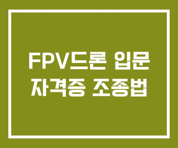 FPV드론 입문 자격증 조종법