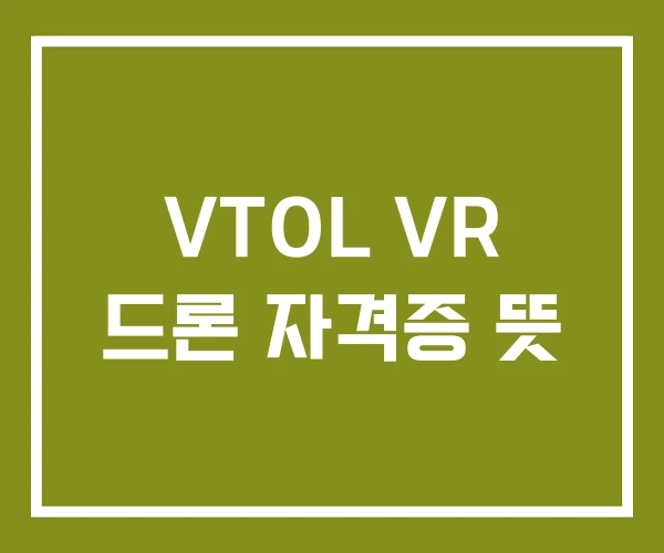VTOL VR 드론 자격증 뜻