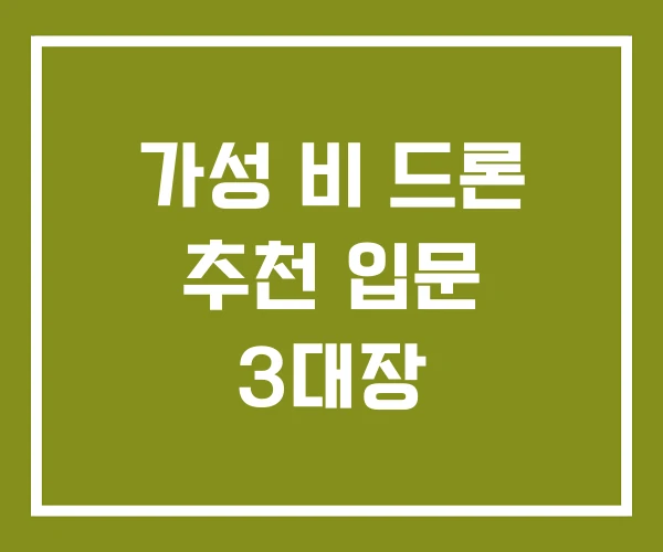 가성 비 드론 추천 입문 3대장