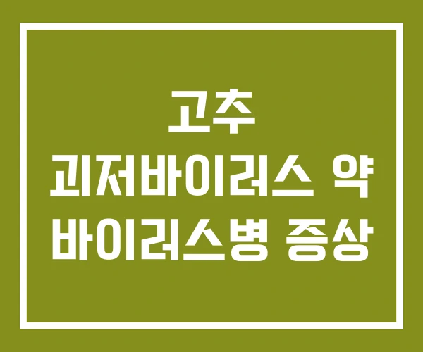 고추 괴저바이러스 약 바이러스병 증상