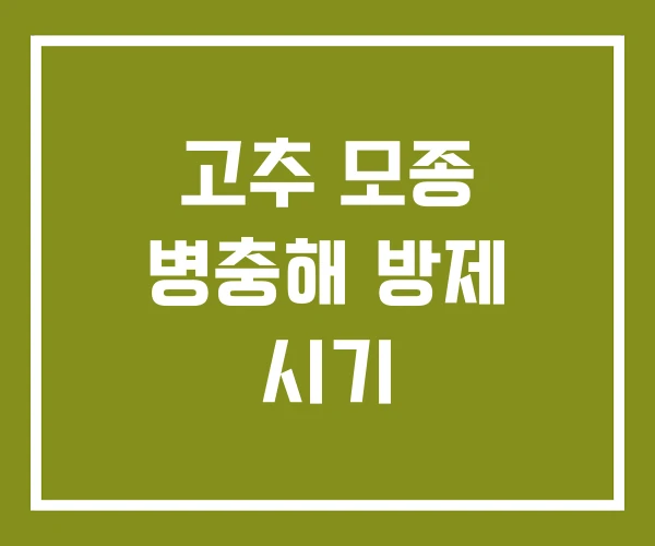 고추 모종 병충해 방제 시기