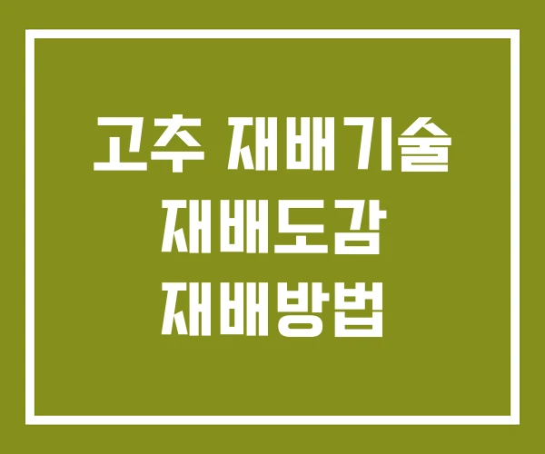 고추 재배기술 재배도감 재배방법