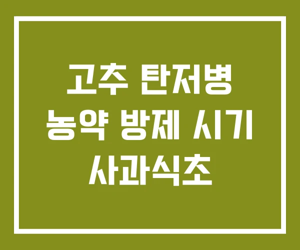 고추 탄저병 농약 방제 시기 사과식초