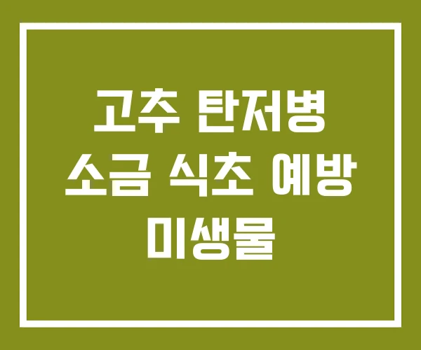 고추 탄저병 소금 식초 예방 미생물
