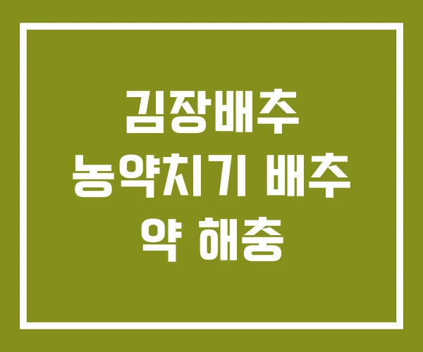 김장배추 농약치기 배추 약 해충
