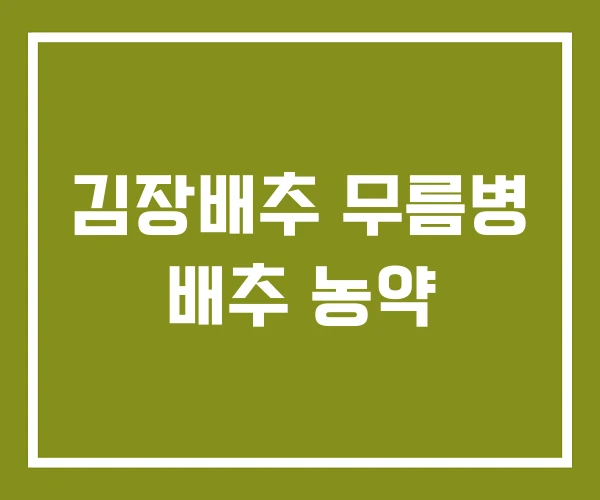 김장배추 무름병 배추 농약