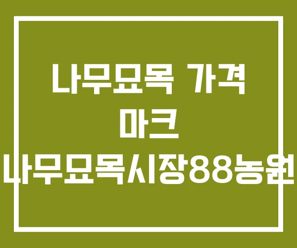나무묘목 가격 마크 나무묘목시장88농원