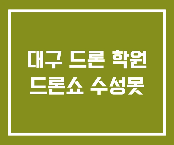 대구 드론 학원 드론쇼 수성못