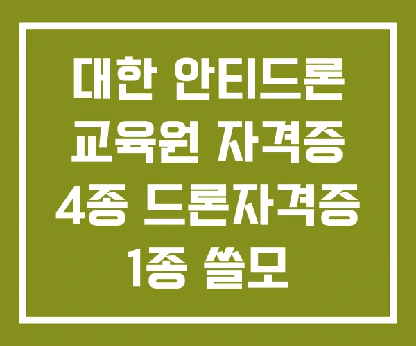 대한 안티드론 교육원 자격증 4종 드론자격증 1종 쓸모 대한 안티드론 교육원 자격증 4종 드론자격증 1종 쓸모