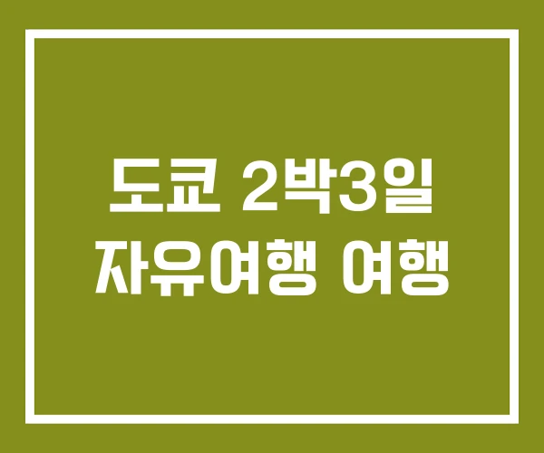 도쿄 2박3일 자유여행 여행