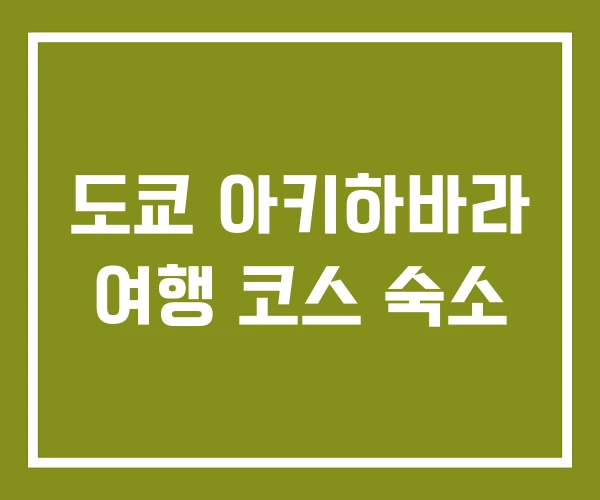 도쿄 아키하바라 여행 코스 숙소