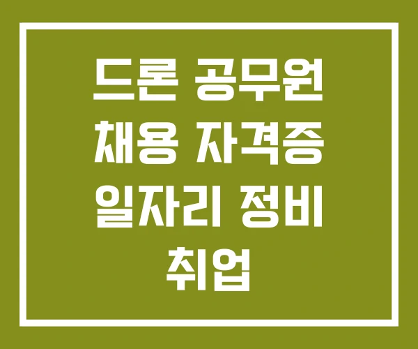 드론 공무원 채용 자격증 일자리 정비 취업