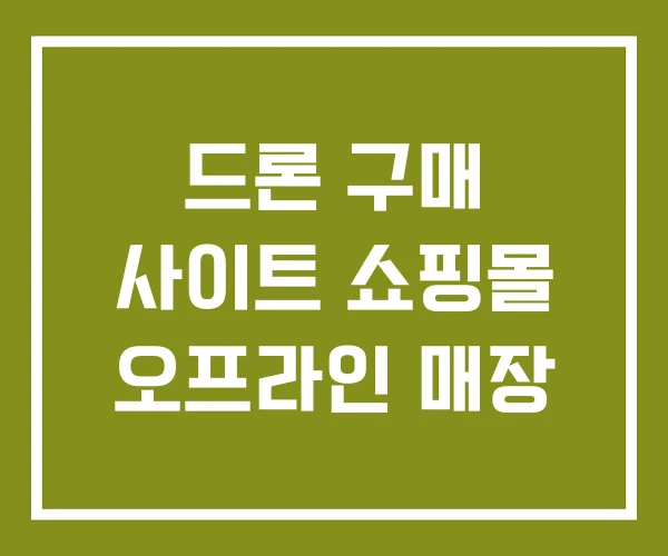 드론 구매 사이트 쇼핑몰 오프라인 매장