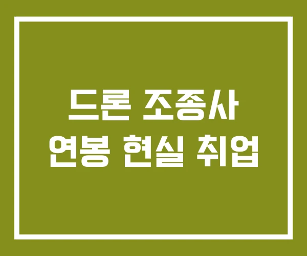 드론 조종사 연봉 현실 취업