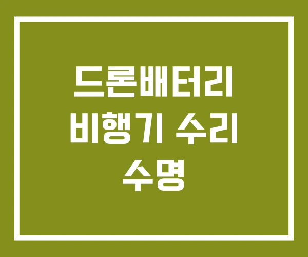 드론배터리 비행기 수리 수명