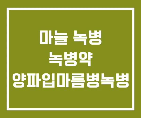 마늘 녹병 녹병약 양파입마름병녹병