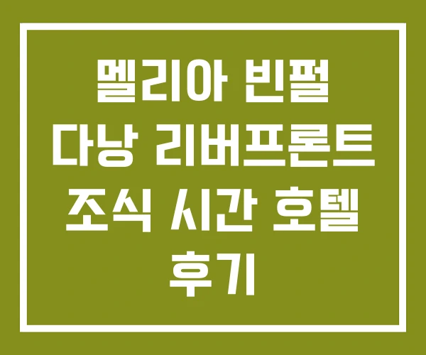 멜리아 빈펄 다낭 리버프론트 조식 시간 호텔 후기