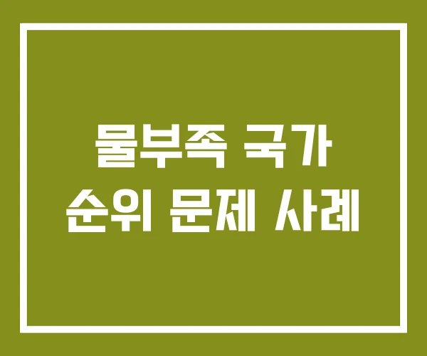 물부족 국가 순위 문제 사례