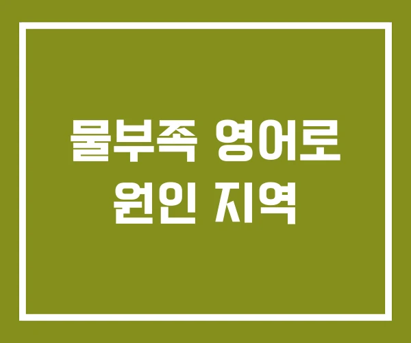 물부족 영어로 원인 지역