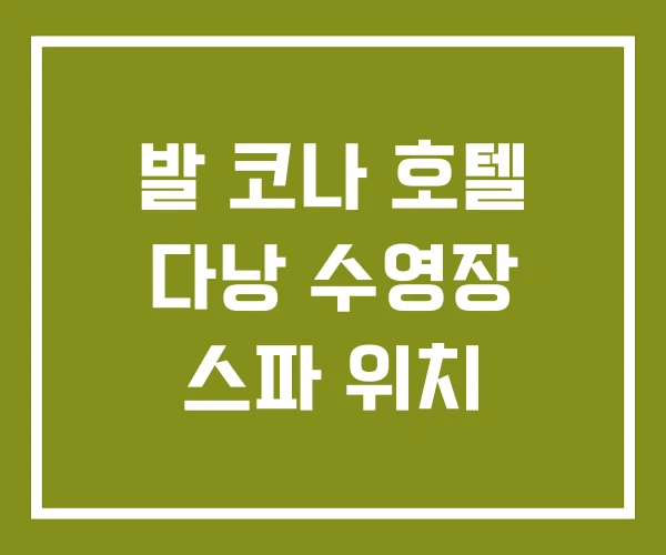 발 코나 호텔 다낭 수영장 스파 위치