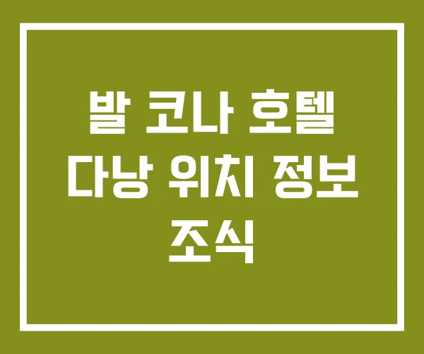 발 코나 호텔 다낭 위치 정보 조식