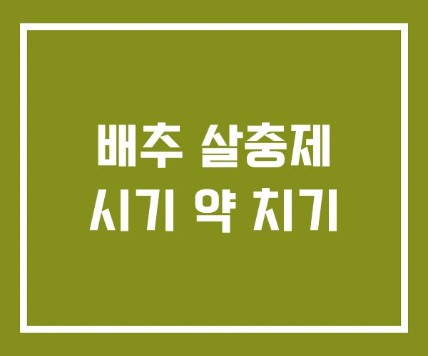 배추 살충제 시기 약 치기