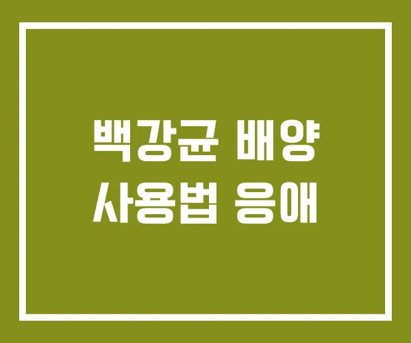 백강균 배양 사용법 응애