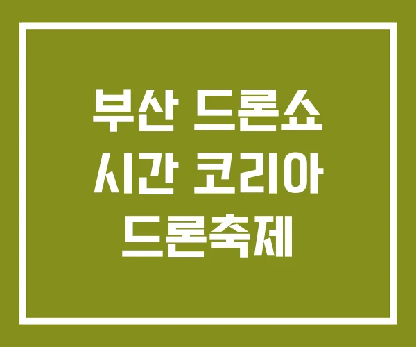 부산 드론쇼 시간 코리아 드론축제