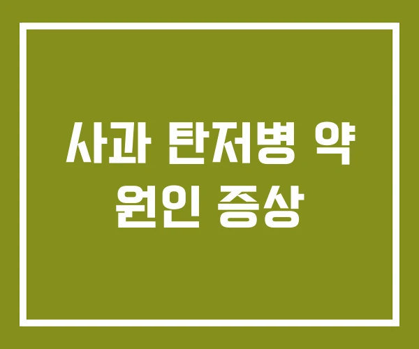 사과 탄저병 약 원인 증상