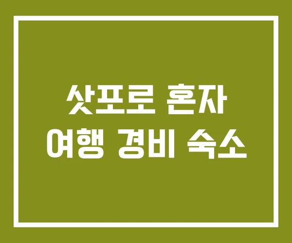 삿포로 혼자 여행 경비 숙소
