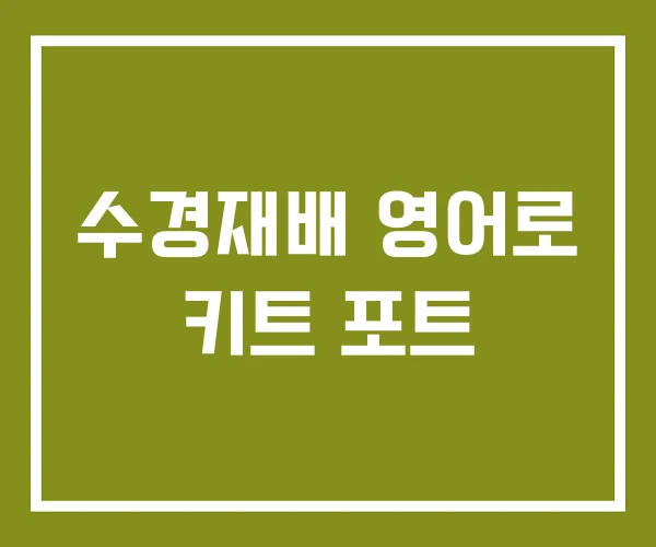 수경재배 영어로 키트 포트