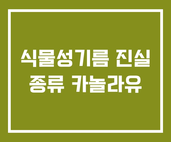식물성기름 진실 종류 카놀라유