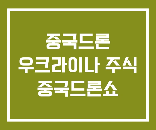 중국드론 우크라이나 주식 중국드론쇼