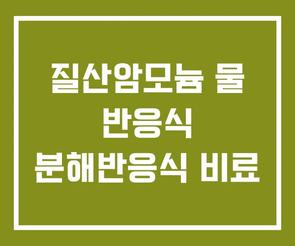 질산암모늄 물 반응식 분해반응식 비료 질산암모늄 물 반응식 분해반응식 비료
