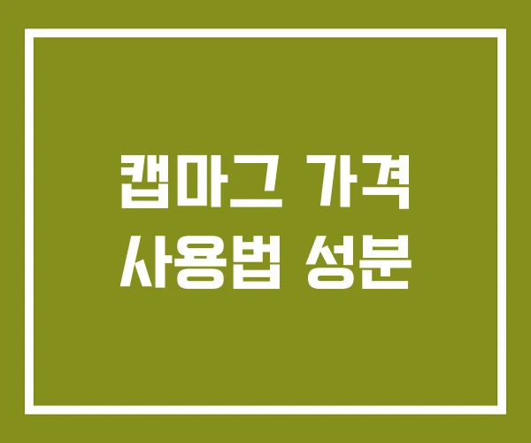 캡마그 가격 사용법 성분