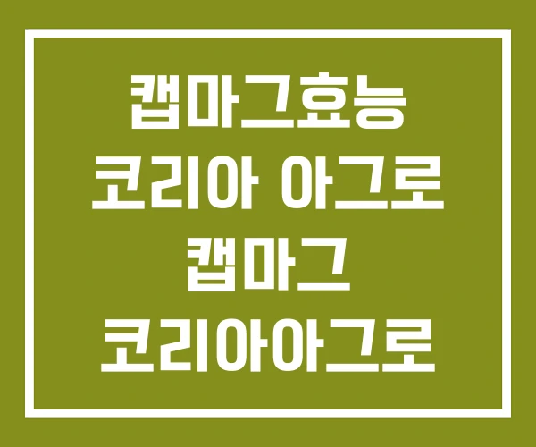 캡마그효능 코리아 아그로 캡마그 코리아아그로