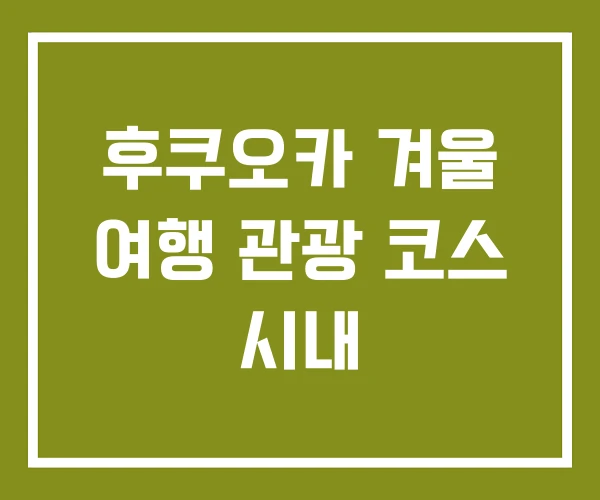 후쿠오카 겨울 여행 관광 코스 시내 후쿠오카 겨울 여행 관광 코스 시내
