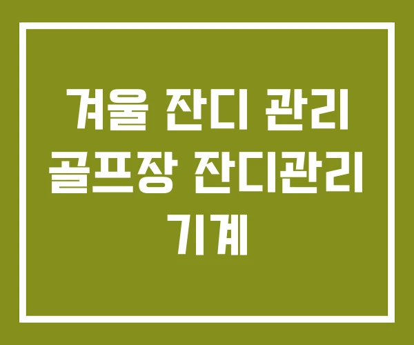 겨울 잔디 관리 골프장 잔디관리 기계