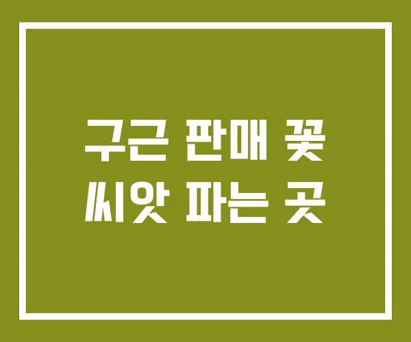 구근 판매 꽃 씨앗 파는 곳