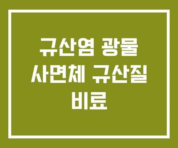 규산염 광물 사면체 규산질 비료