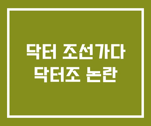 닥터 조선가다 닥터조 논란