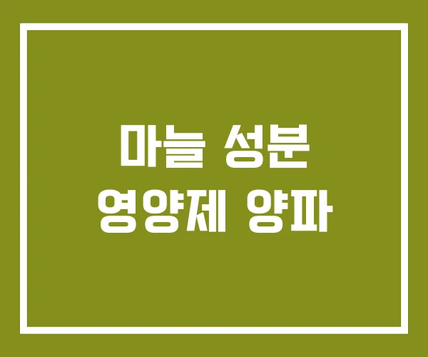 마늘 성분 영양제 양파