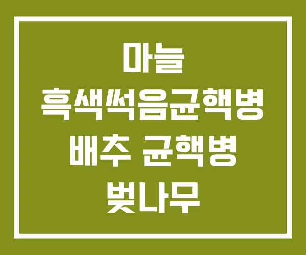 마늘 흑색썩음균핵병 배추 균핵병 벚나무