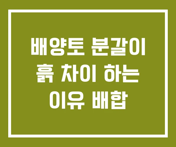 배양토 분갈이 흙 차이 하는 이유 배합