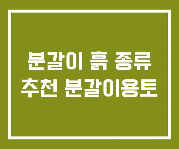 분갈이 흙 종류 추천 분갈이용토