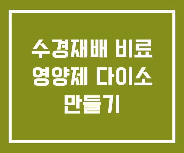 수경재배 비료 영양제 다이소 만들기