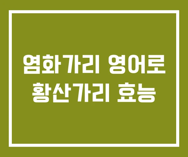 염화가리 영어로 황산가리 효능